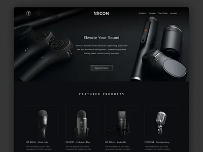 Mic E-commerce Store clean dark mode ecommerce landing page mic minimalist shop shopping ui design