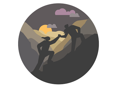 Helping hand 2d illlustration climb drawing graphic design hands help illustration mountain vector
