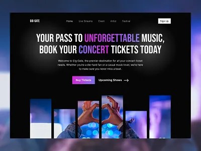 Landing Page Design : Concert Tickets artist concert festival hero section landing page music tickets ui ux web design