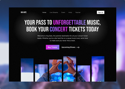 Landing Page Design : Concert Tickets artist concert festival hero section landing page music tickets ui ux web design