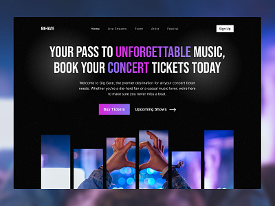 Landing Page Design : Concert Tickets artist concert festival hero section landing page music tickets ui ux web design