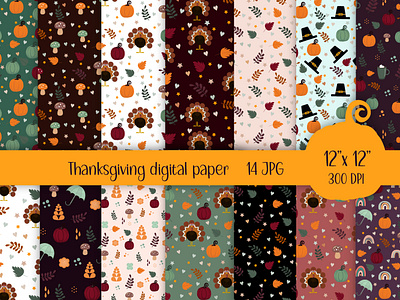 Thanksgiving digital paper animal autumn background cartoon character design fall fall pumpkin graphic design holiday illustration leaf planner pumpkin scrapbooking paper stickers thanksgiving thanksgiving digital paper thanksgiving turkey turkey