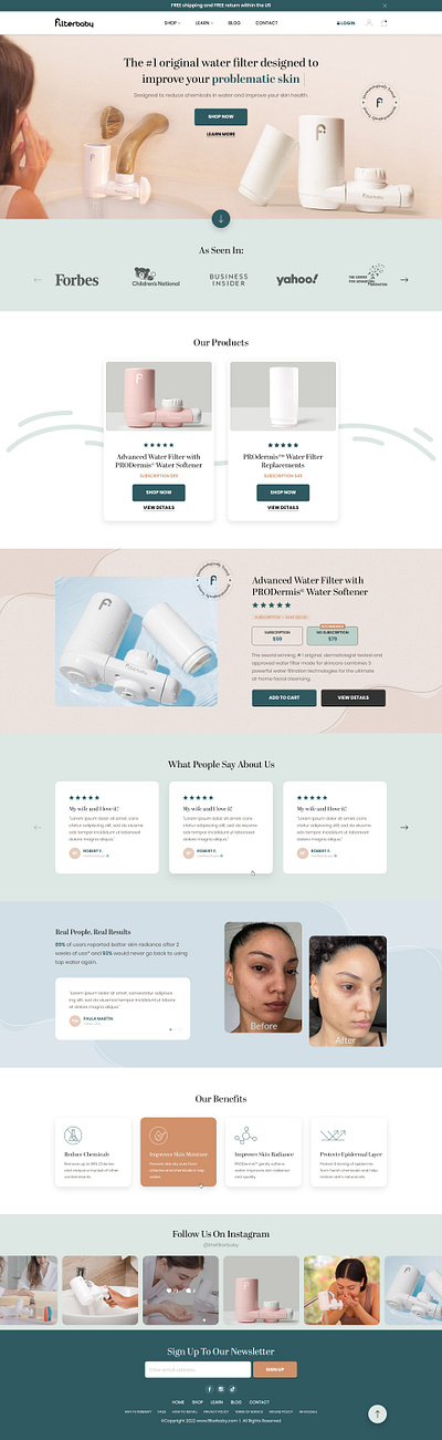 Skincare Water Filter web design web development wordpress design