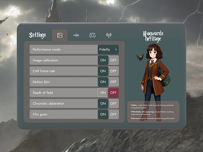 Game settings daily ui design designinterface game harrypotter hogwards interface settings ui videogame игра настройки хогвартс