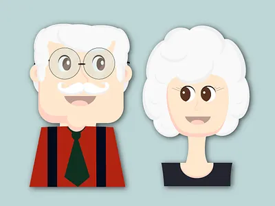 Grandparents cartoon character character design cute family dad daddy family grandparents graphic design illustration man nanny stickers women