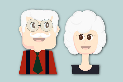 Grandparents cartoon character character design cute family dad daddy family grandparents graphic design illustration man nanny stickers women