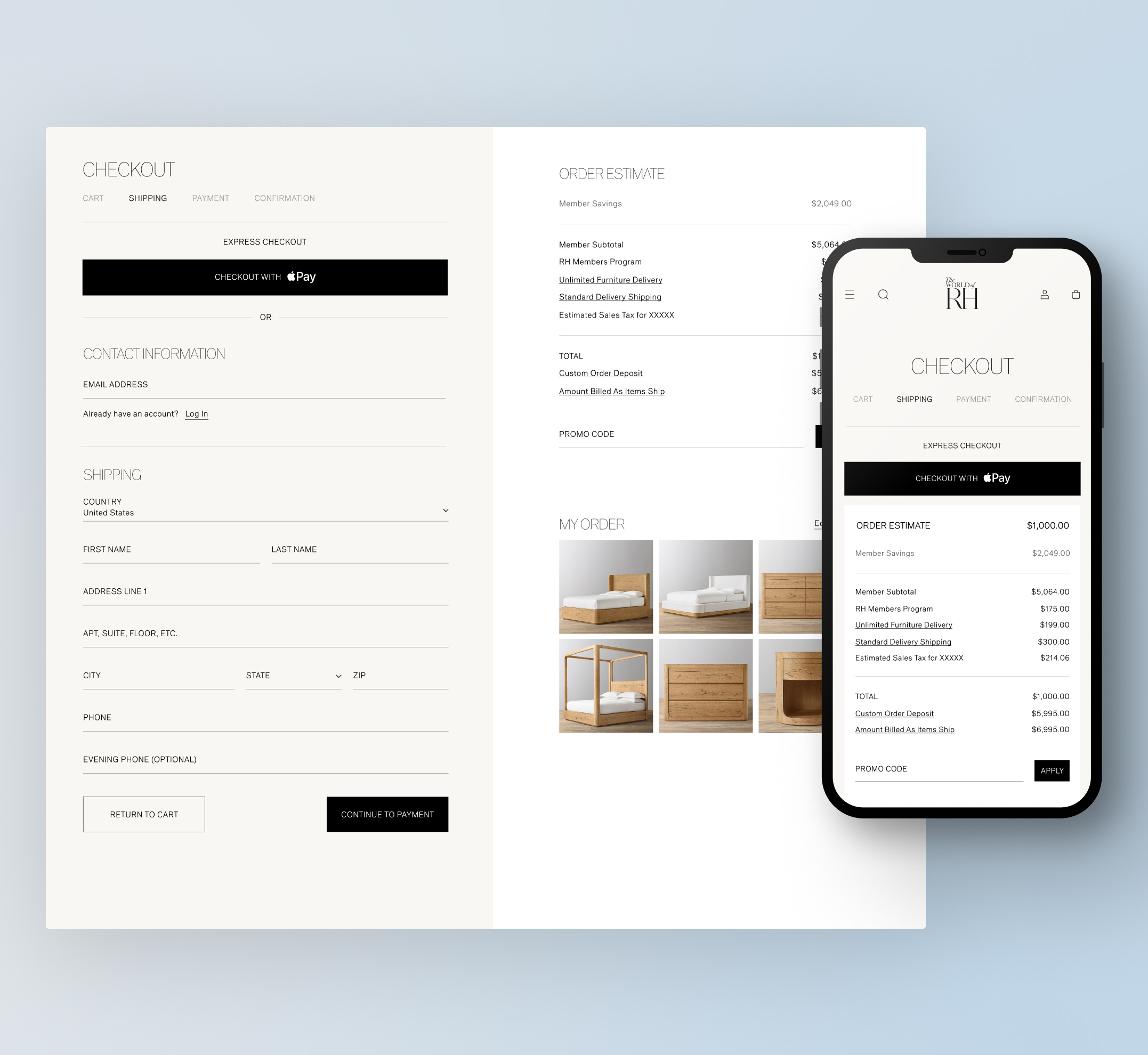 RH.COM Checkout and Commerce Experience