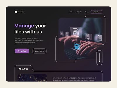 File Management Website Landing Page dark graphic design landing landing page ui ux vector web web design website