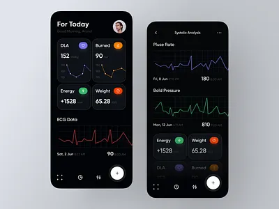 Health App UI V.1 design health care health overview health tracker healthcare healthy home screen minimal app mobile ui modern app sleep tracker telemedicine ui ux