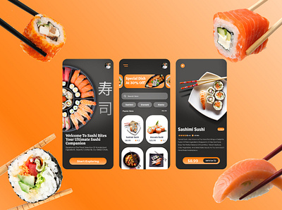 The Sushi Bite APP Design app app design app ui design figma landing page prototype ui ux