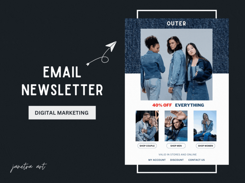 Email Newsletters branding content creator content design design digital content digital marketing digital marketing content email content email marketing email marketing design email newsletter graphic design janetra art online content social media content typography ui ux