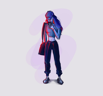 my portrait art blue cg character design design digital digital draw draw girl illustration paint red sport girl