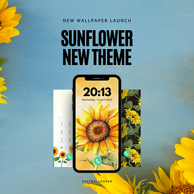 Sunflower Theme Wallpaper design digital art graphic design illustration mobile phone wallpaper phone wallpaper