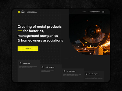Alpha Trade - Corporative website for metal production company dark development figma minimal ui uxui web
