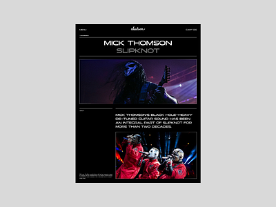 Jackson Guitars — artists page artist page bold typography design ecommerce grid jackson guitars mick thompson music randy rhoads rock slipknot ui user interface ux vadim yarmak visual design web web design