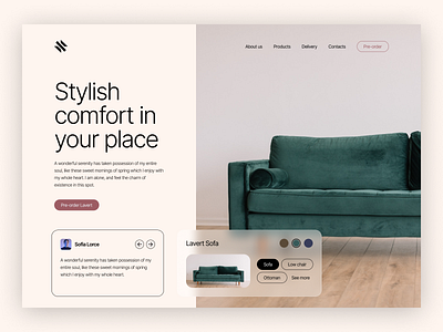 Minimal Furniture Website Landing above the fold design furniture graphic design landing minimal pastel ui ux