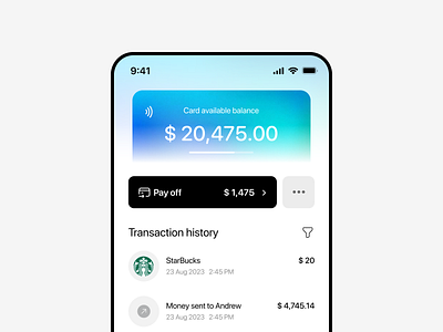 Credit card details app bankapp banking credit card design details gradient mesh money transfer ui