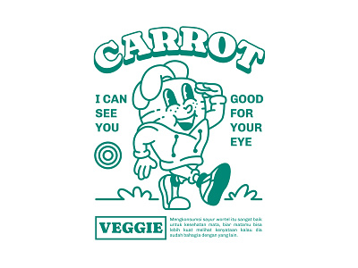Simple Retro Carrot Character Illustration carrot fun happy illustration old school outline retro veggie