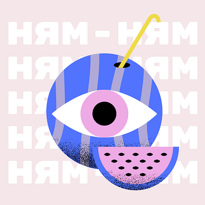 Y.U.M arbus digital art eye illustration illustrator kherson summer tropical tropics typography ukraine ukrainian visual design watermelon yummy