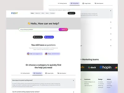 Help Ai wireframe Page ai ai 2023 ai help ai landing page ai website clean faq help ui design ui minimal web website