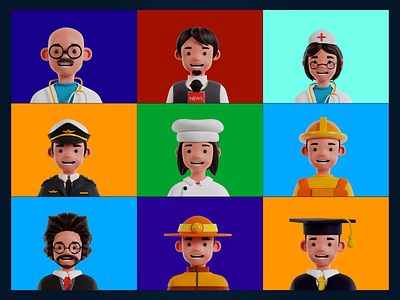 3d Occupation Avatar 3d avatar 3d icon avatar chef design doctor graphic design icon icon apps illustration job icon nurse occupation pilot student ui ux vector