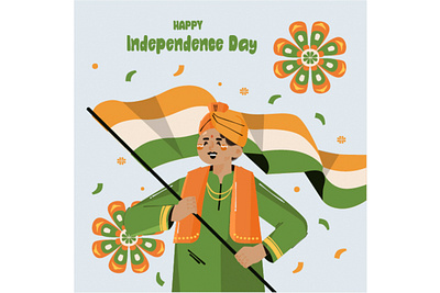 Flat India Independence Day Illustration celebration day flag freedom greeting holiday illustration independence india national republic vector