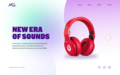 Headphone website 3d graphic design hero section modern design music ui