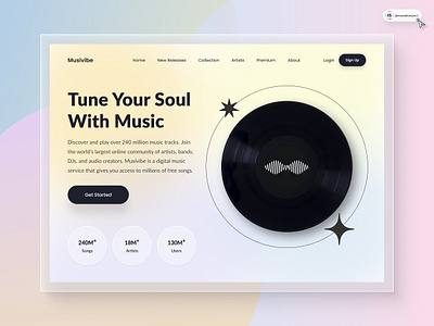 Music Website Header 3d animation art branding digitaldesign flatdesign graphic design icon illustration innovationsync landing page logo mobile motion graphics nft product design typography ui vector webdesign