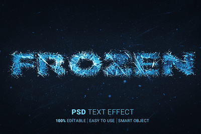 Frozen Editable Text Effect cold digital editable effect font frozen ice letter mockup photoshop psd smart template text