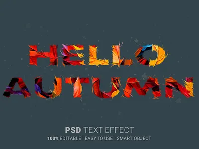 Hello Autumn Editable Text Effect autumn design digital editable effect fall graphic design illustration leaf mockup nature orange photoshop psd seasonal smart templae text typography yellow