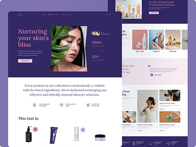 Beauty and skin care products website beauty ecommerce landing page skin care websites uiux user interface