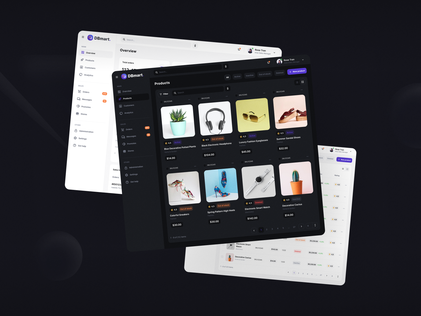 DB - Sales Analytics Dashboard chart customers dark mode dashboard light mode manage mart orders products report sale analytics sales analytic sales history store ui ui design uiux uiux design uxui website design