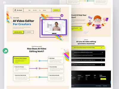 Ai Video Editor Website Design ai ai video editor artificial intelligence landing page landing page design video editing video editor website design