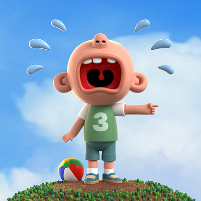 Tantrum child 3d 3dchacarter 3dcharacterdesign 3dillustration 3dmodel c4d characterdesign cinema4d illustration octane