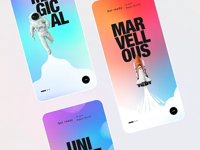 Onboarding screens for mobile application app colorfull future galaxy gradient magical marvellous mobile app onboarding onboarding screen payment space technical ui ui design uiux uiux design unique uxui wallet