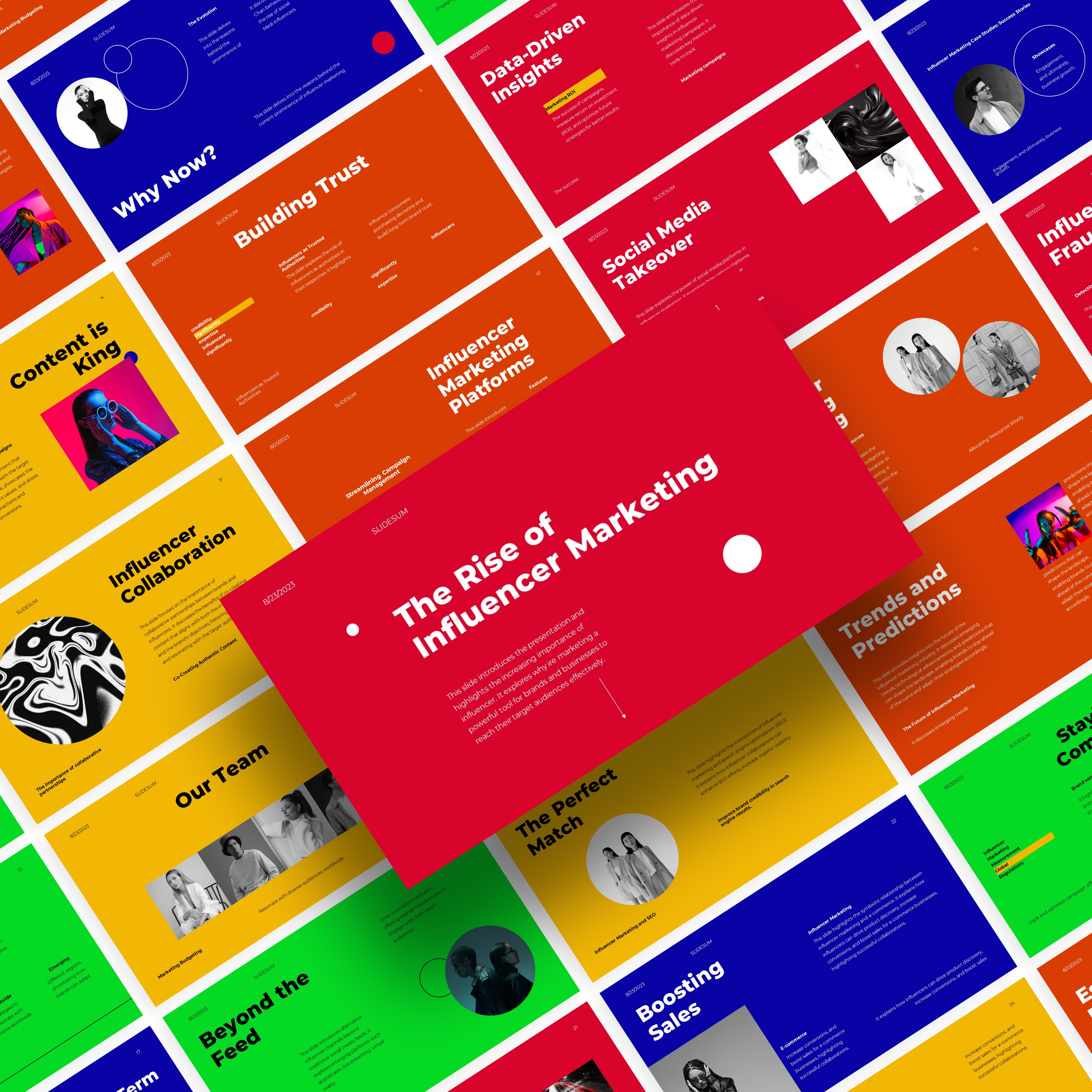 Influencer Marketing Presentation animated presentation animated slides branding design google slide design graphic design illustration influencer markting logo marketing deck powerpoint presentation design presentation slides slides ui