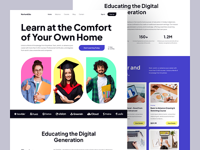 Online Education Landing Page course design distance learning education elearning homepage landing page online course online education online learning online mentor online school trending ui design uiux web design web ui website