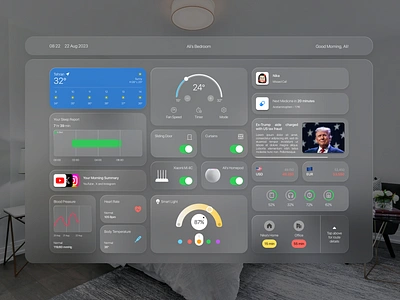 Smart Home for Vision OS bedroom smarthome ui visionos visionpro