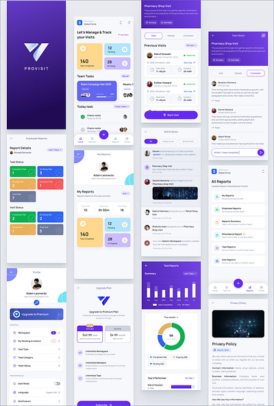 Visit & Task tracking Mobile Application attendance messaging task task management team collaboration ui visit app
