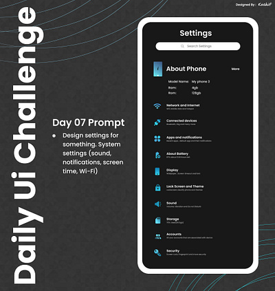 Daily UI Challenge/ Settings design app appdesign dailyui dailyuichallenge day07 design graphic design illustration learning typography ui uichallenge uidesign uidesigner ux uxdesign uxdesigner