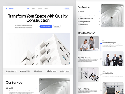 Constrew - Website Construction service branding construction design features graphic design homepage logo logo design responsive ui ui design uiux ux web design