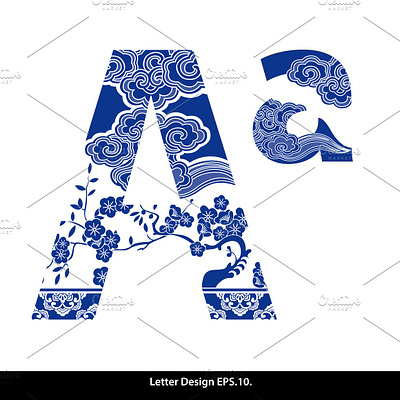 Letter A-Z Chinese Style alphabet asia chinese font letter porcelain typographic typography vector