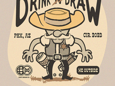 Drink Or Draw Illustration branding cartoon fonts graffiti graphic design illustration logo retro typography vector western