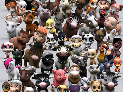 3DRT - Chibii Animals 3d 3drt 3ds animals cartoon chibii animals game assets gamedev gameready lowpoly unity