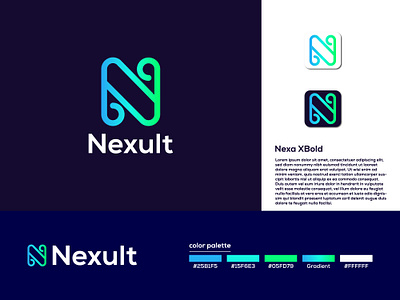 Nexult Modern Vector 'N' Letter Logo Design branding creative design graphic design illustration logo logos modern logo vector