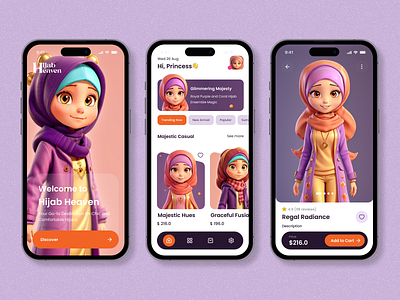 Hijab Heaven 3d animation app branding design graphic design hijab homepage illustration interaction interface ios logo mobile moslem motion graphics service ui website