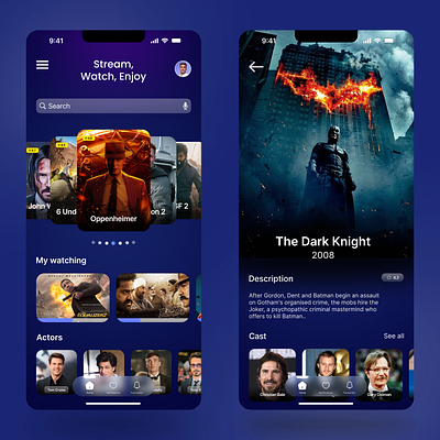 Movie streaming app 3d graphic design ui