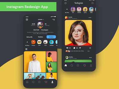 Instagram Redesign App application design graphic design illustration landing page logo mobile app ui ux