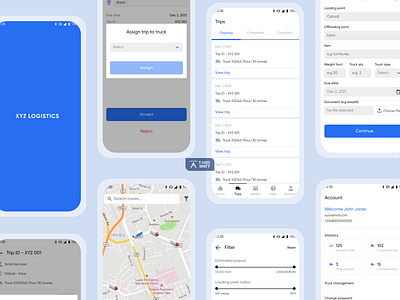XYZ --- Logistics Mobile App branding dailyui high fidelity ui ux