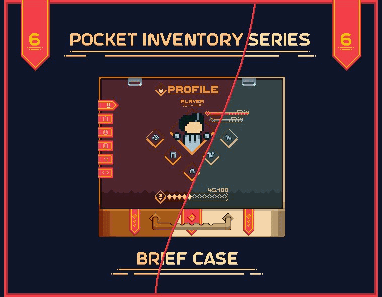 Pocket Inventory Series #6 : Brief Case 2d asset pack graphical user interface gui humblepixelofficial pixel art png sprites top down unity user interface ui